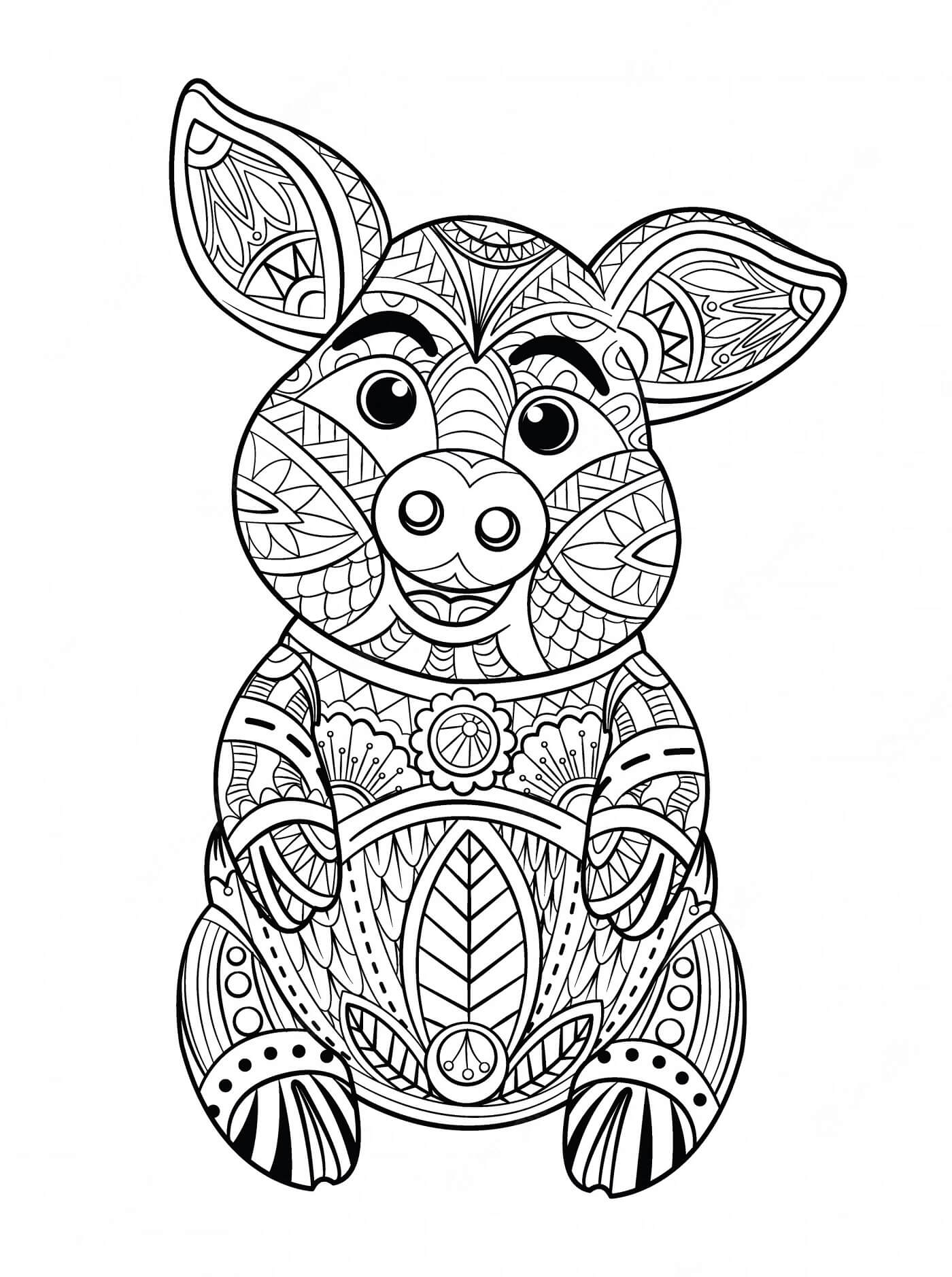 Mandala Fun Pig Coloring Page Mandalas