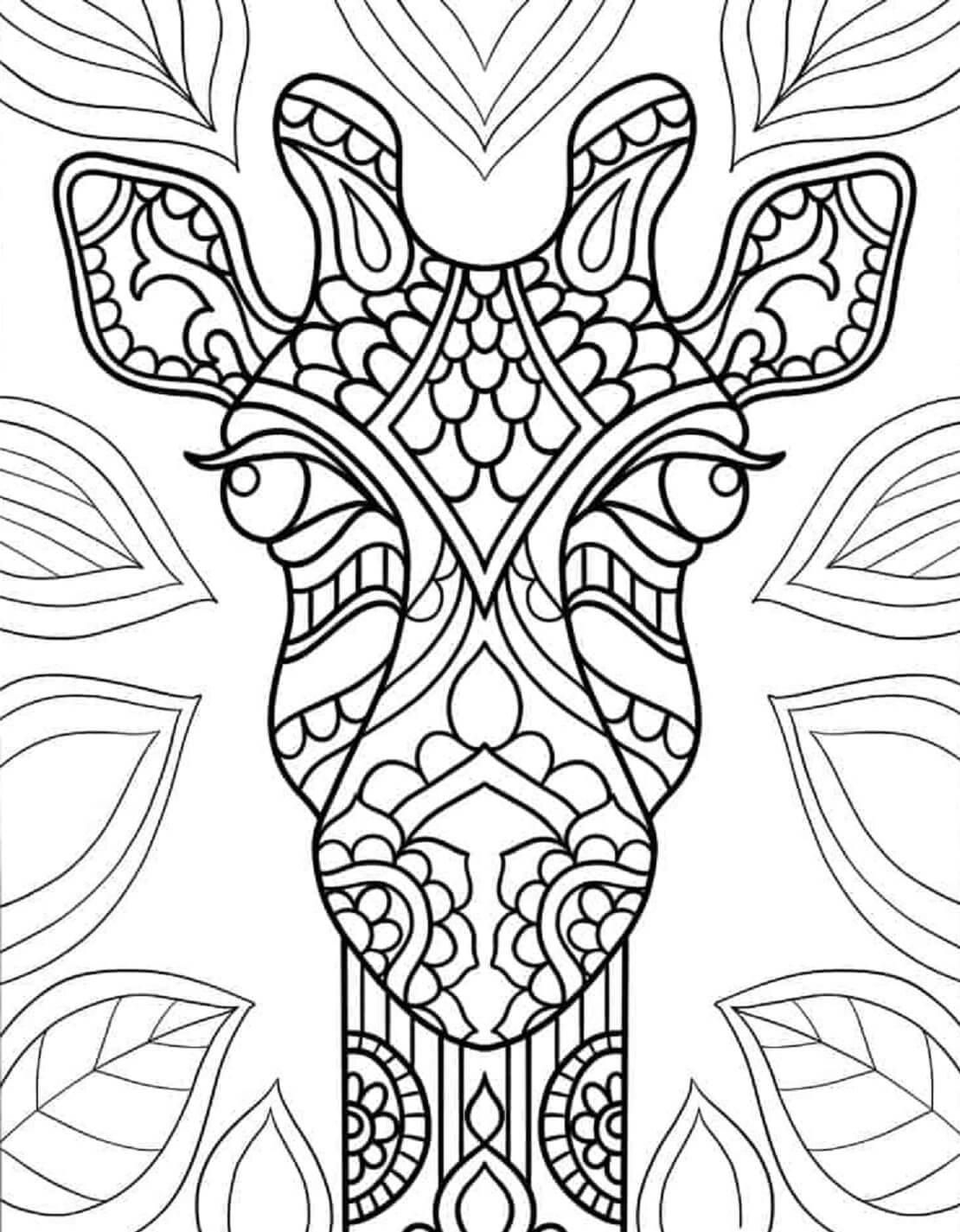 Mandala Funny Giraffe Head Coloring Page Mandalas