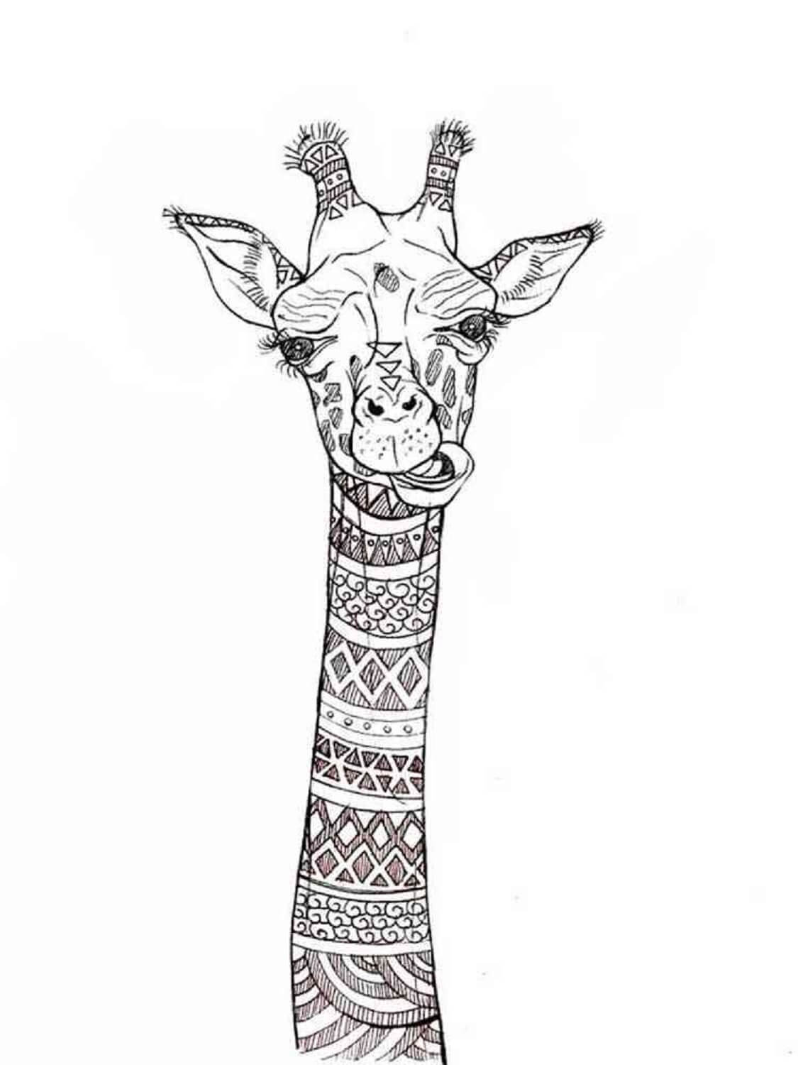 Mandala Funny Portrait of Giraffe Coloring Page Mandalas