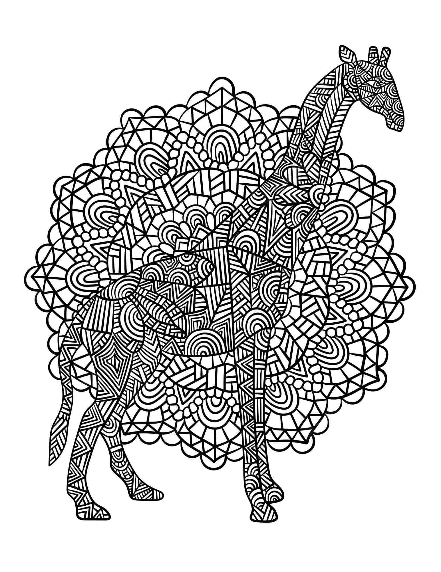Mandala Giraffe Coloring Page - Sheet 2 Mandalas