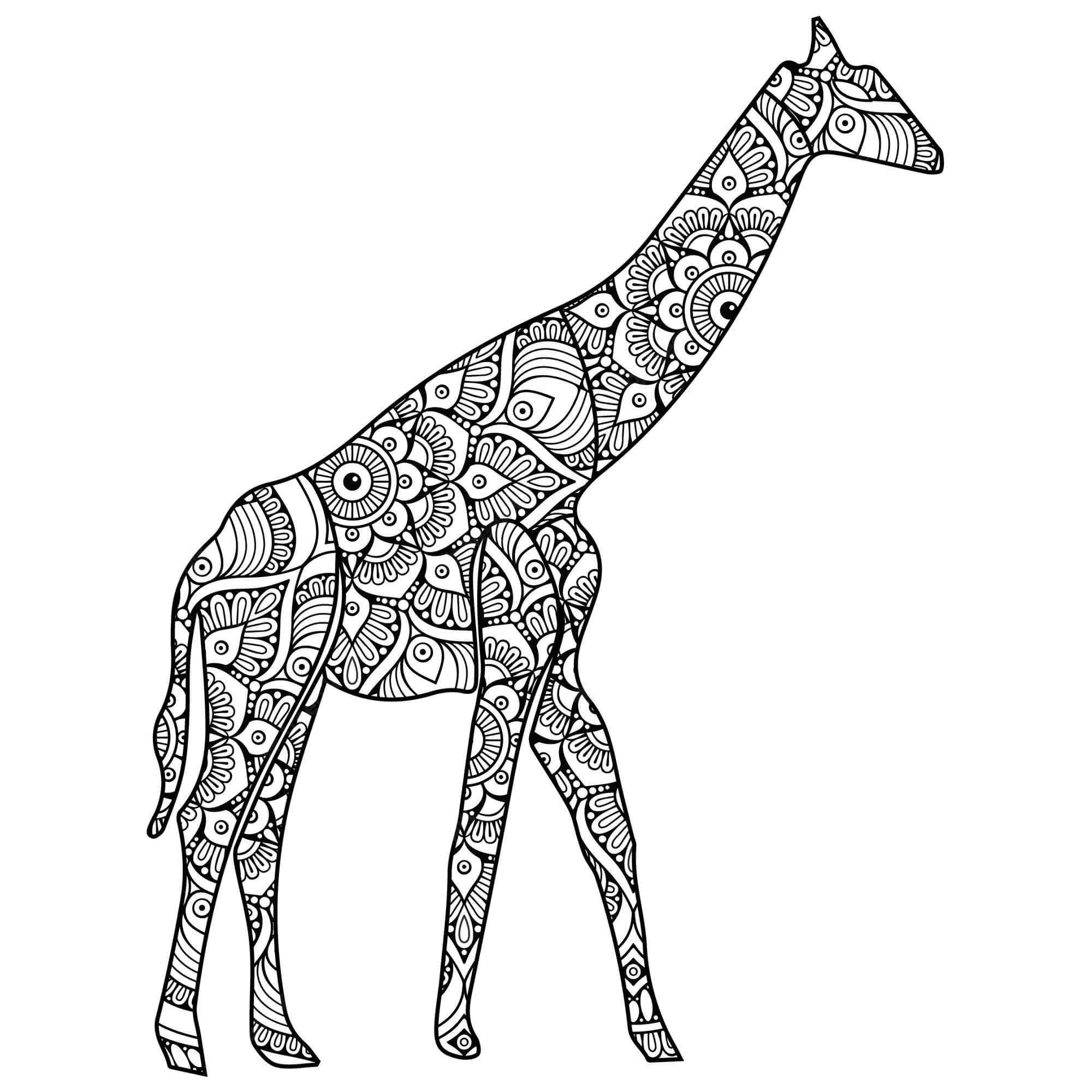 Mandala Giraffe Coloring Page - Sheet 6 Mandalas