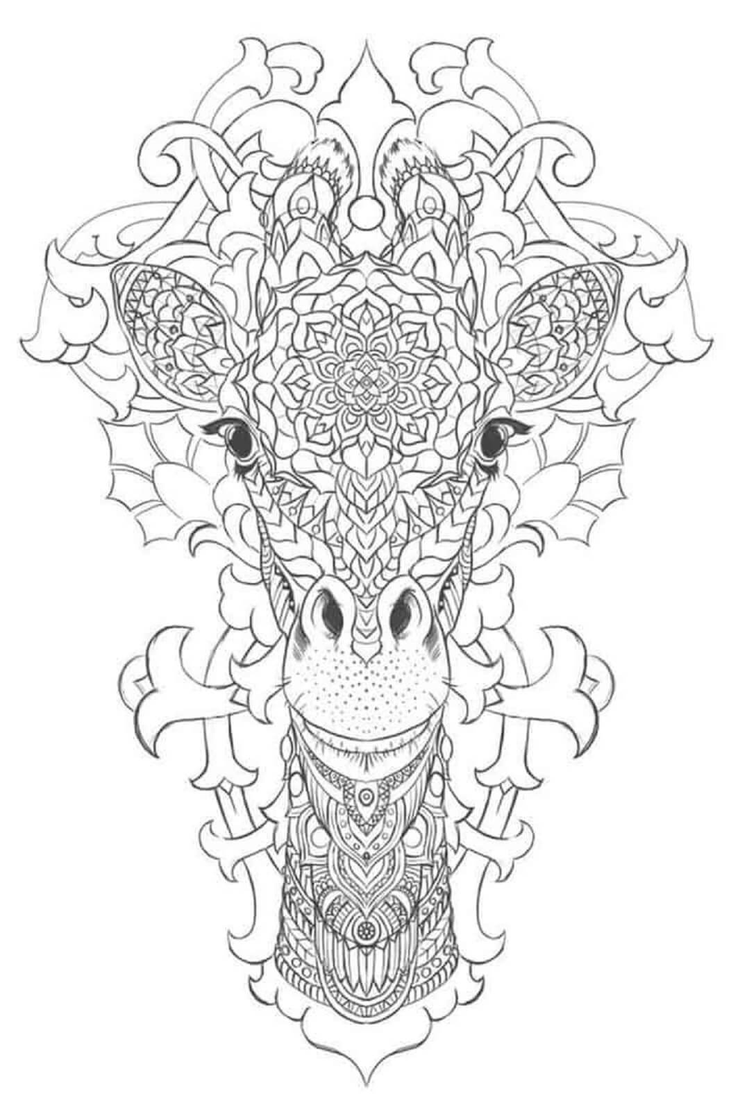 Mandala Giraffe Face Coloring Page Mandalas