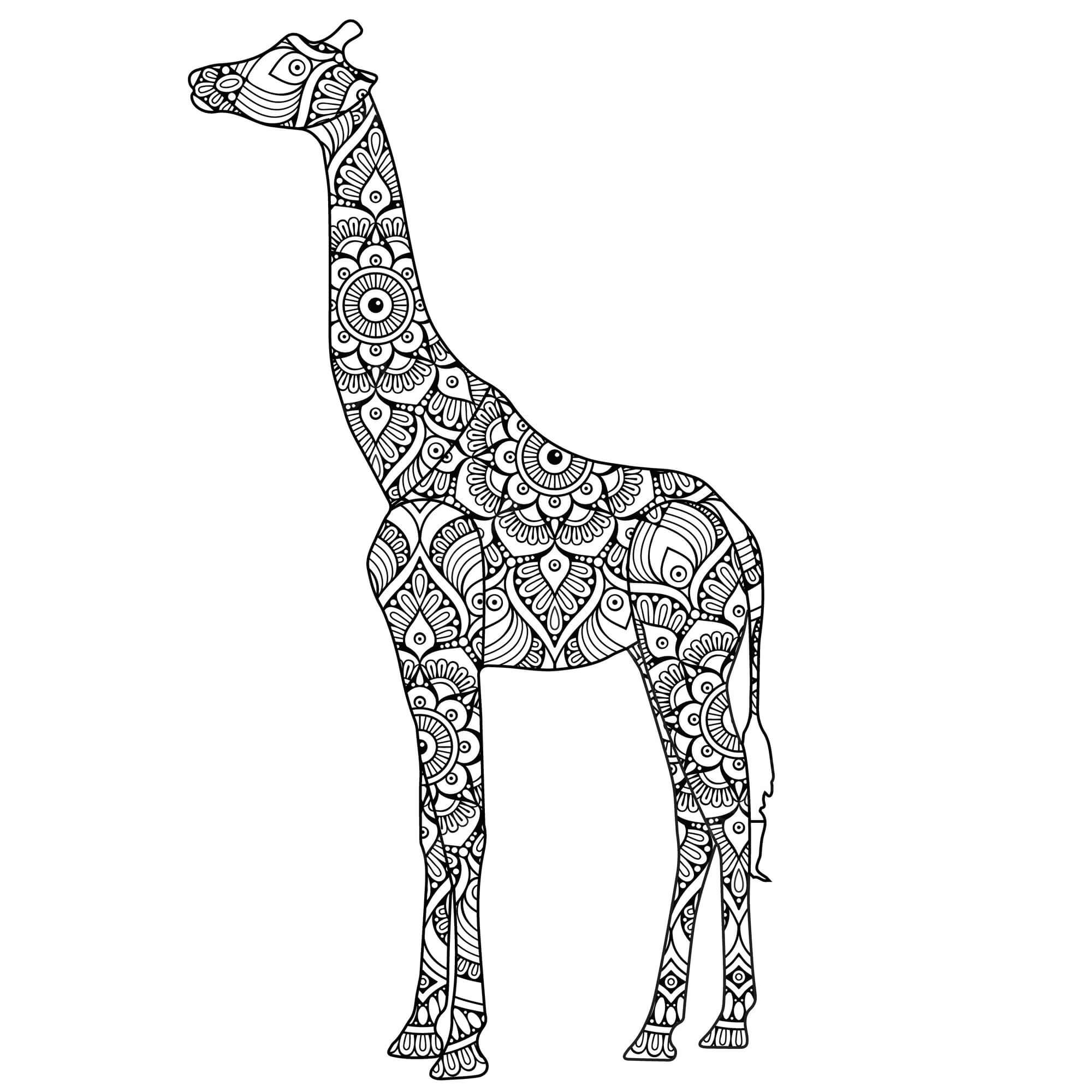 Mandala Giraffe Standing Coloring Page Mandalas