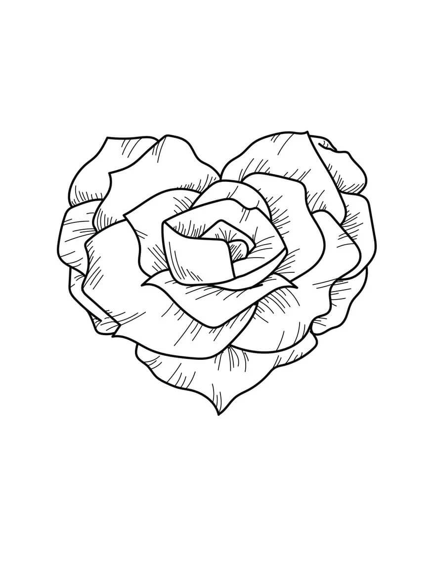 Mandala Heart Shaped Rose Coloring Page Mandalas