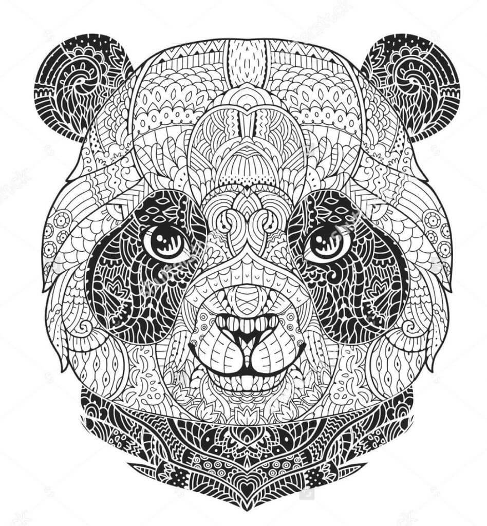 Mandala Panda Head Coloring Page Mandala
