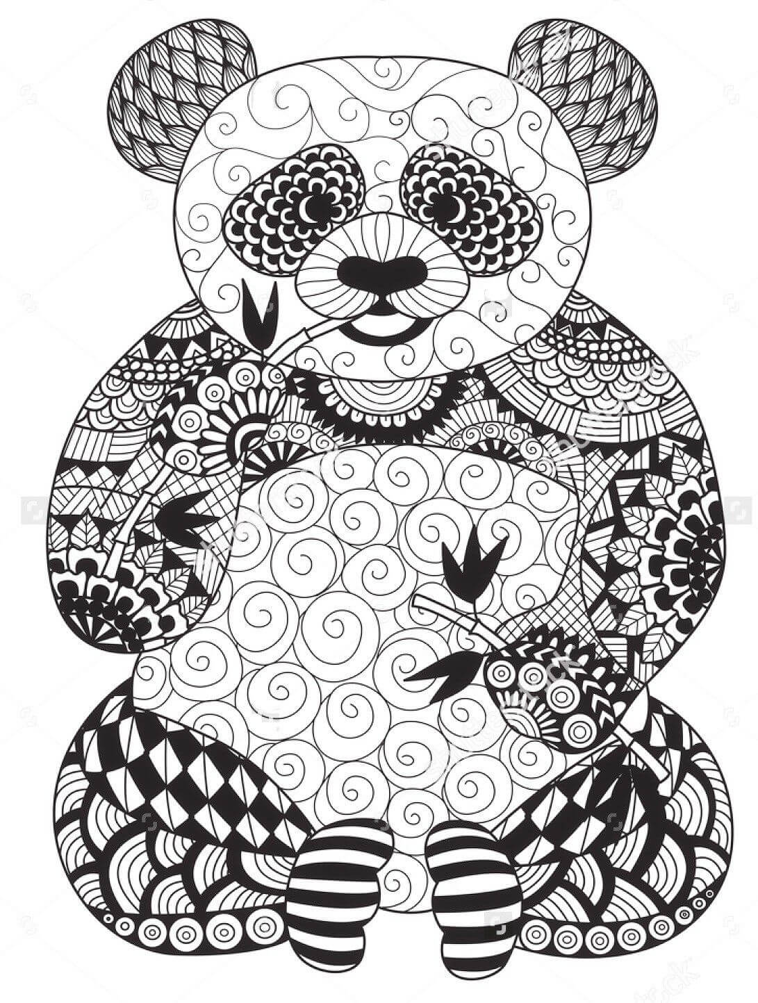 Mandala Panda Sitting Coloring Page Mandala