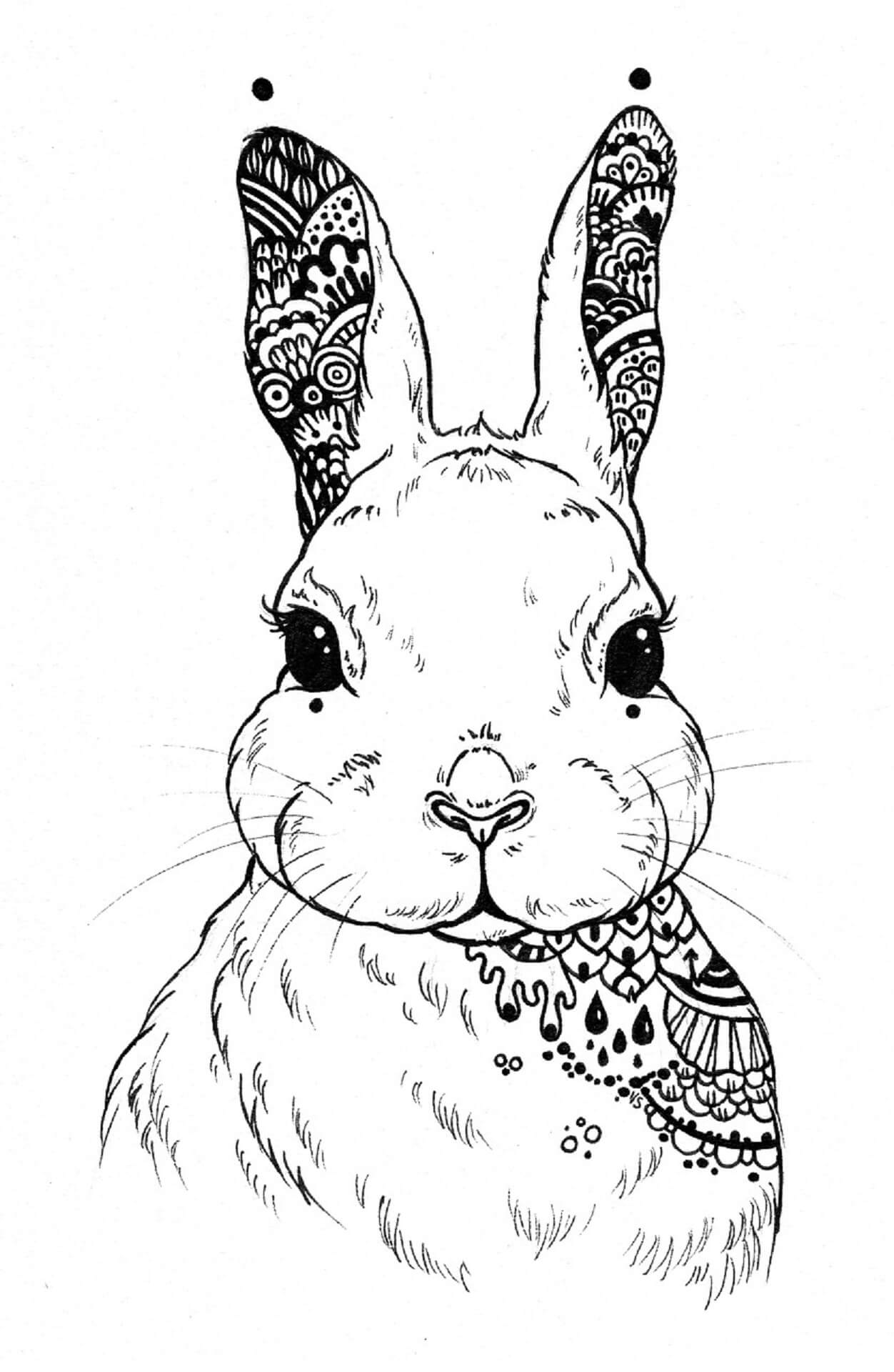 Mandala Portrait of Rabbit Coloring Page Mandalas