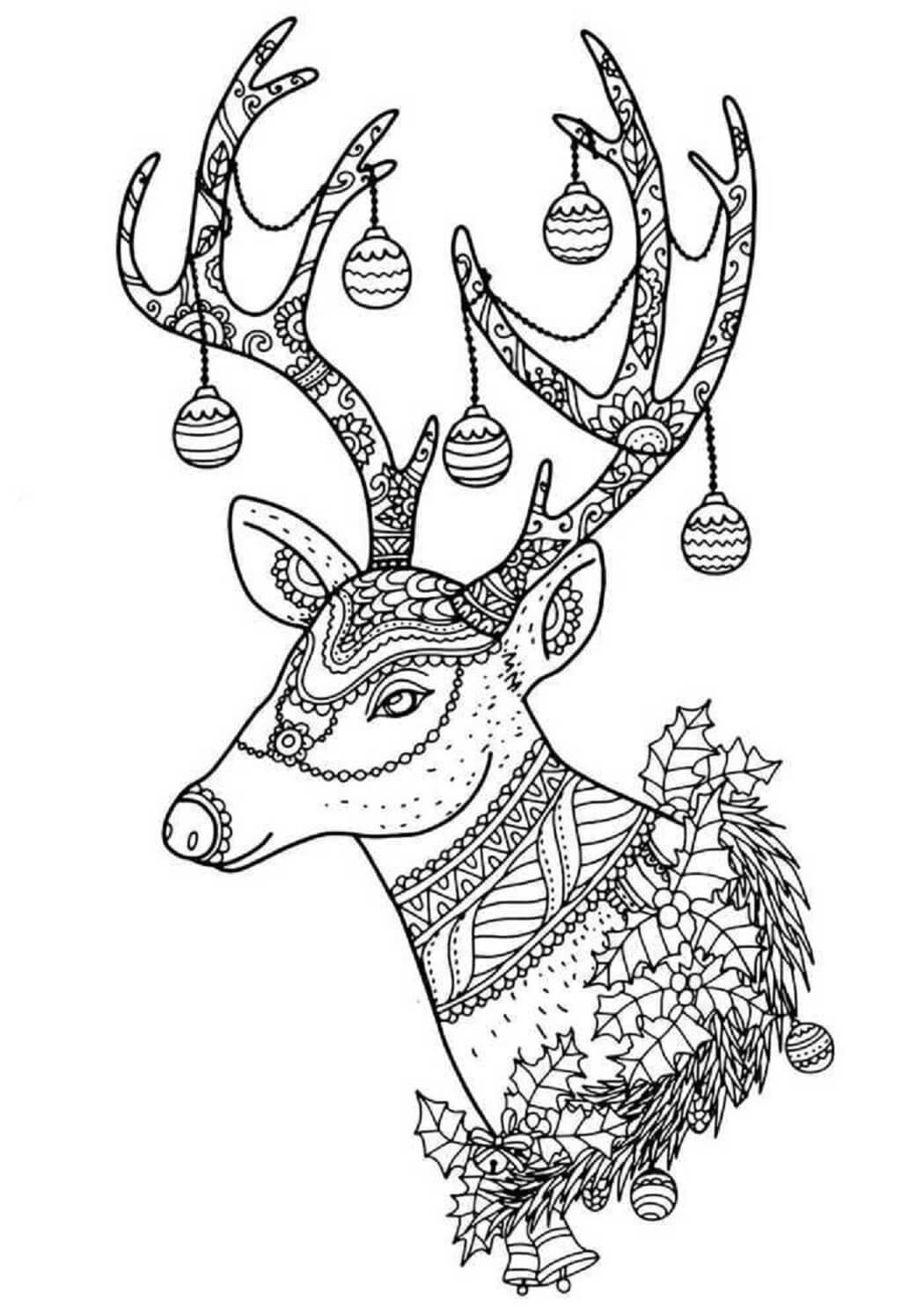 Mandala Portrait of Reindeer Coloring Page Mandalas