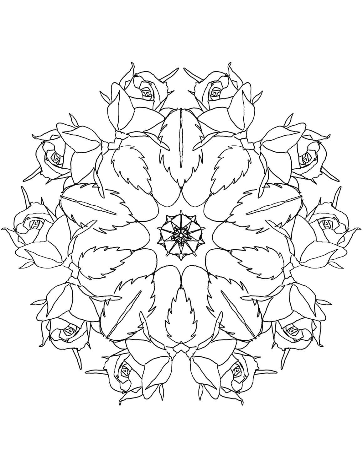 Mandala Rose Coloring Page - Sheet 3 Mandalas