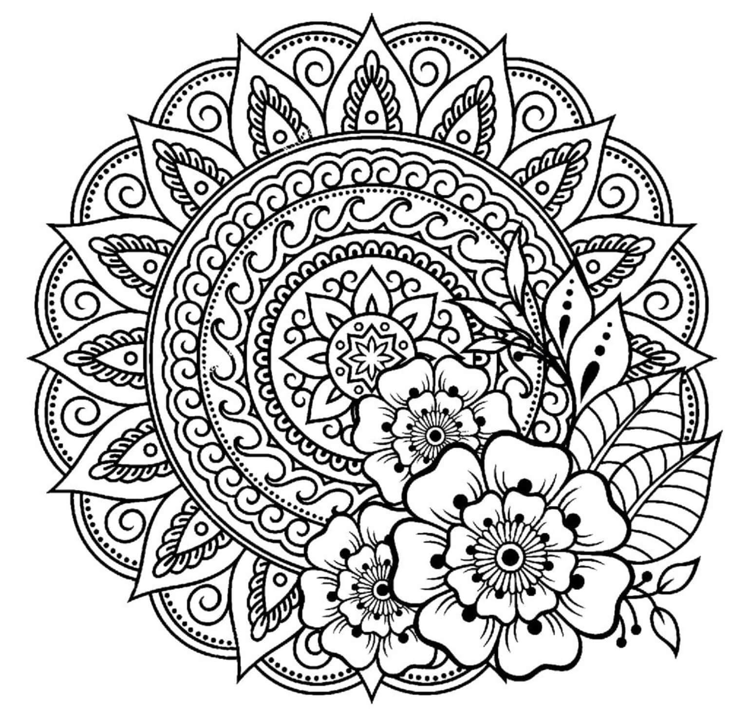 Mandala Rose Coloring Page - Sheet 6 Mandalas