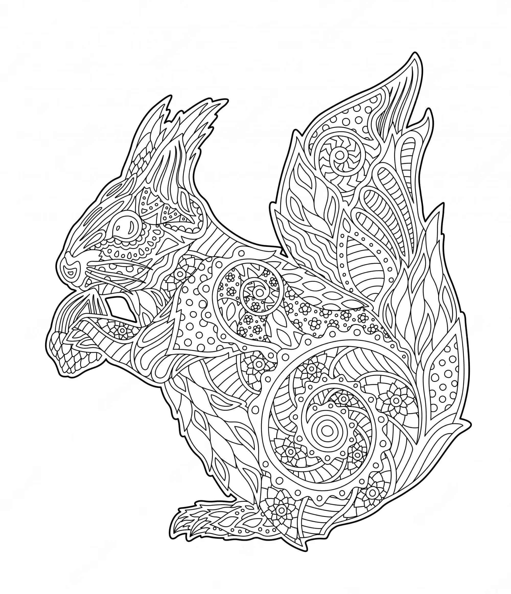 Mandala Squirrel Coloring Page - Sheet 2 Mandalas