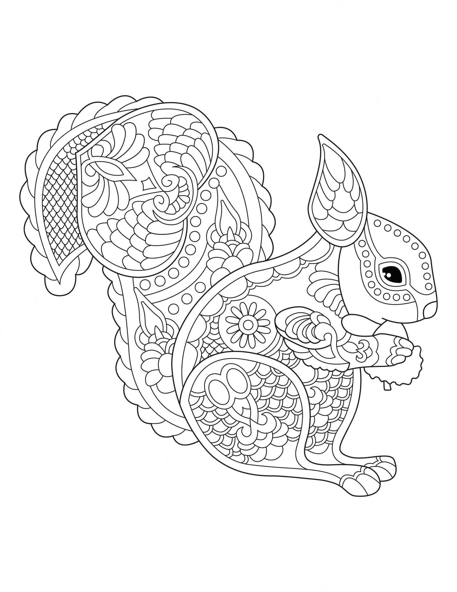 Mandala Squirrel Coloring Page - Sheet 6 Mandalas