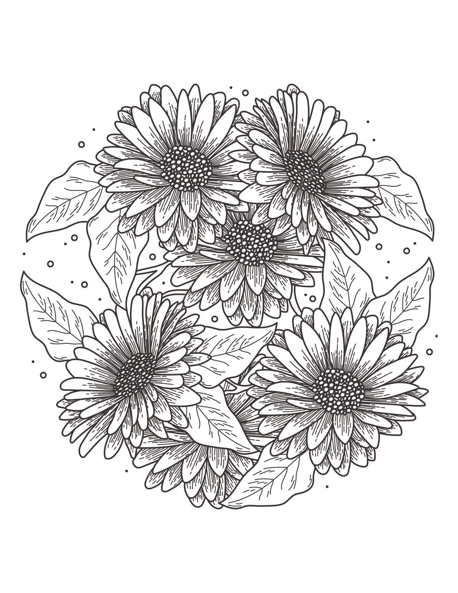 Mandala Sunflower Coloring Page - Sheet 5 Mandalas