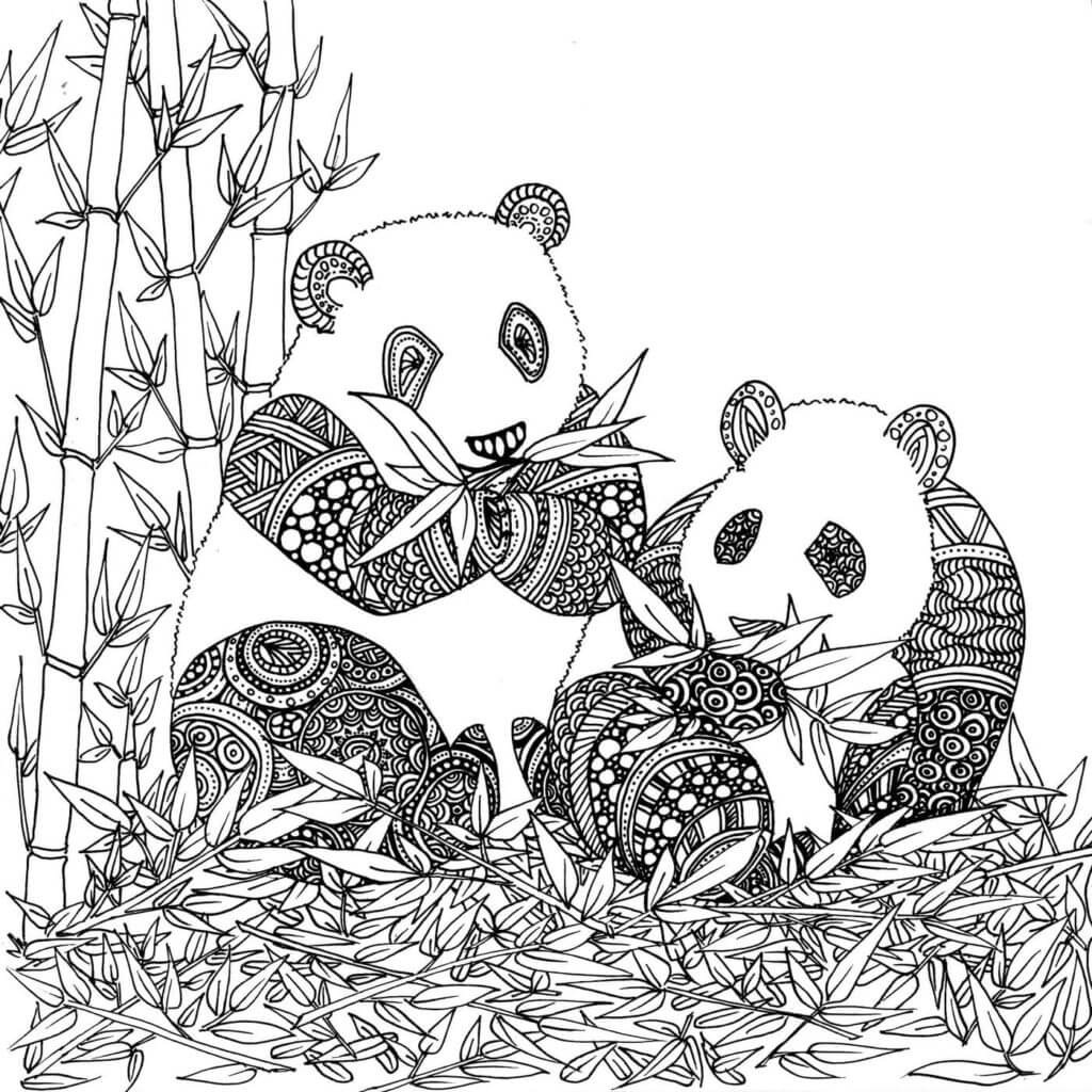 Mandala Two Panda Eating Bamboo Tree Mandala
