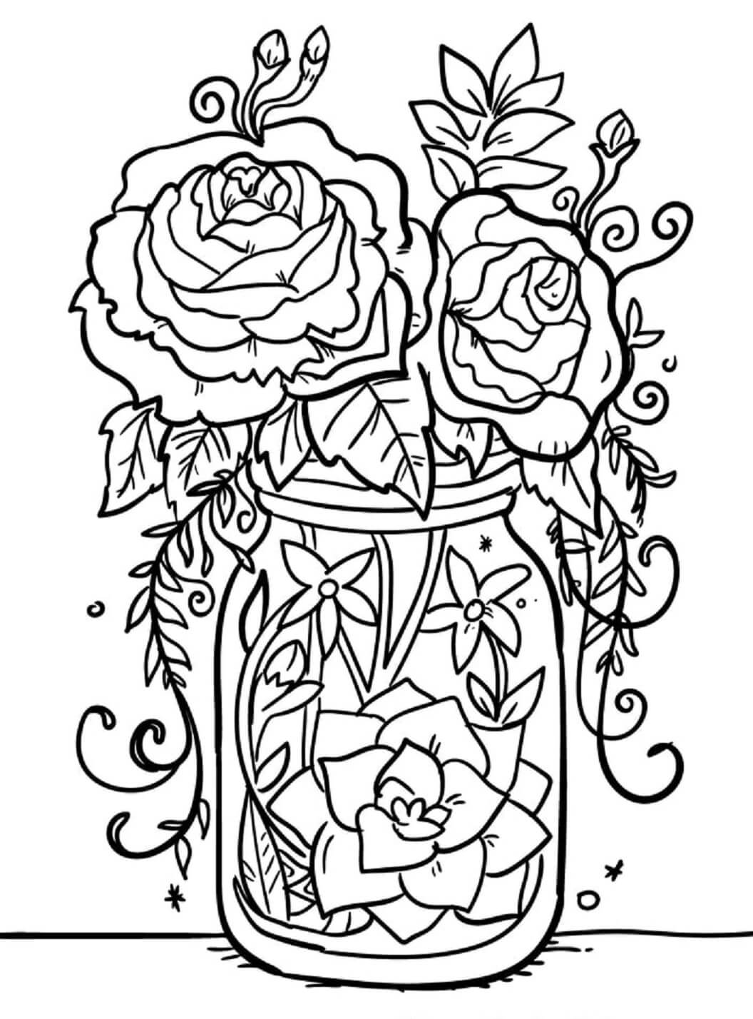 Mandala Vase Of Rose Coloring Page Mandalas