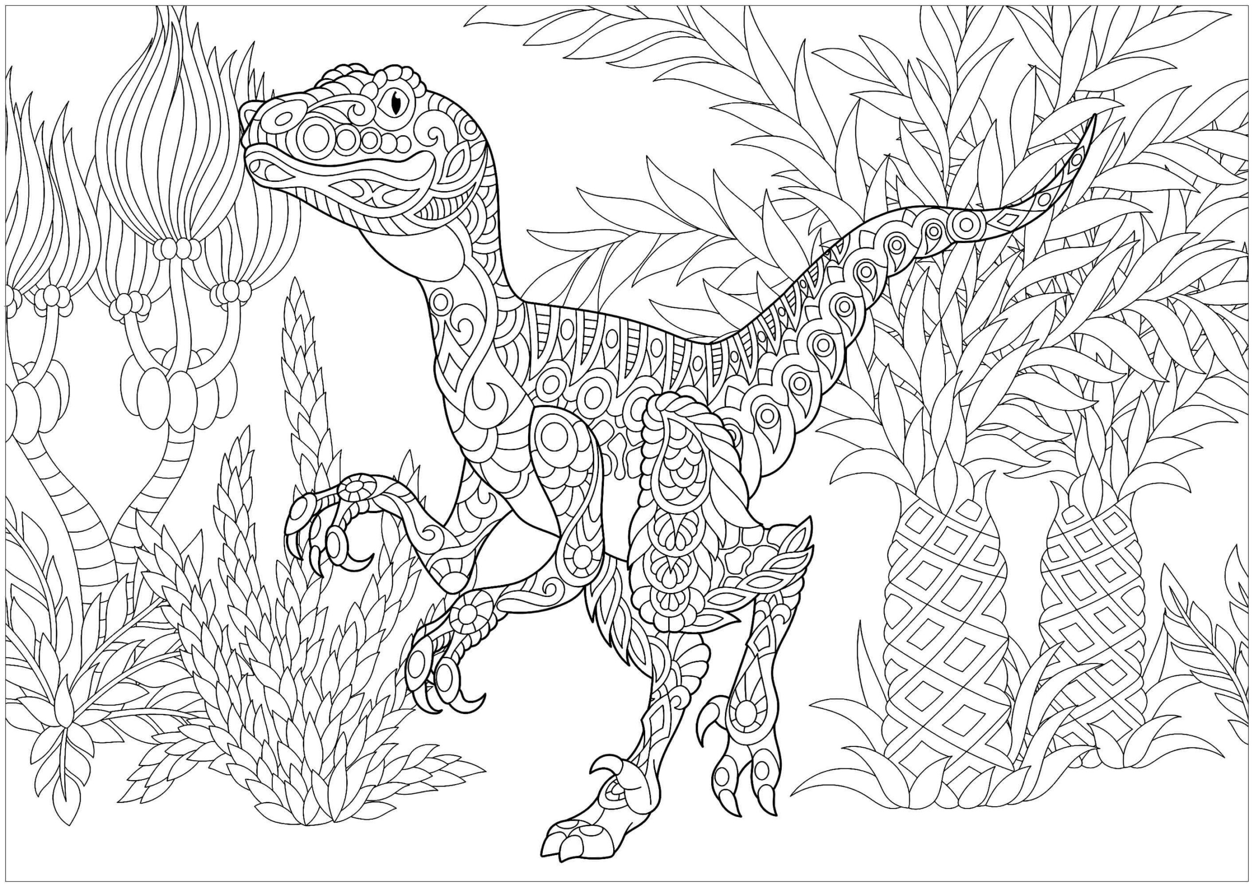 Mandala Velociraptor Coloring Page Mandalas