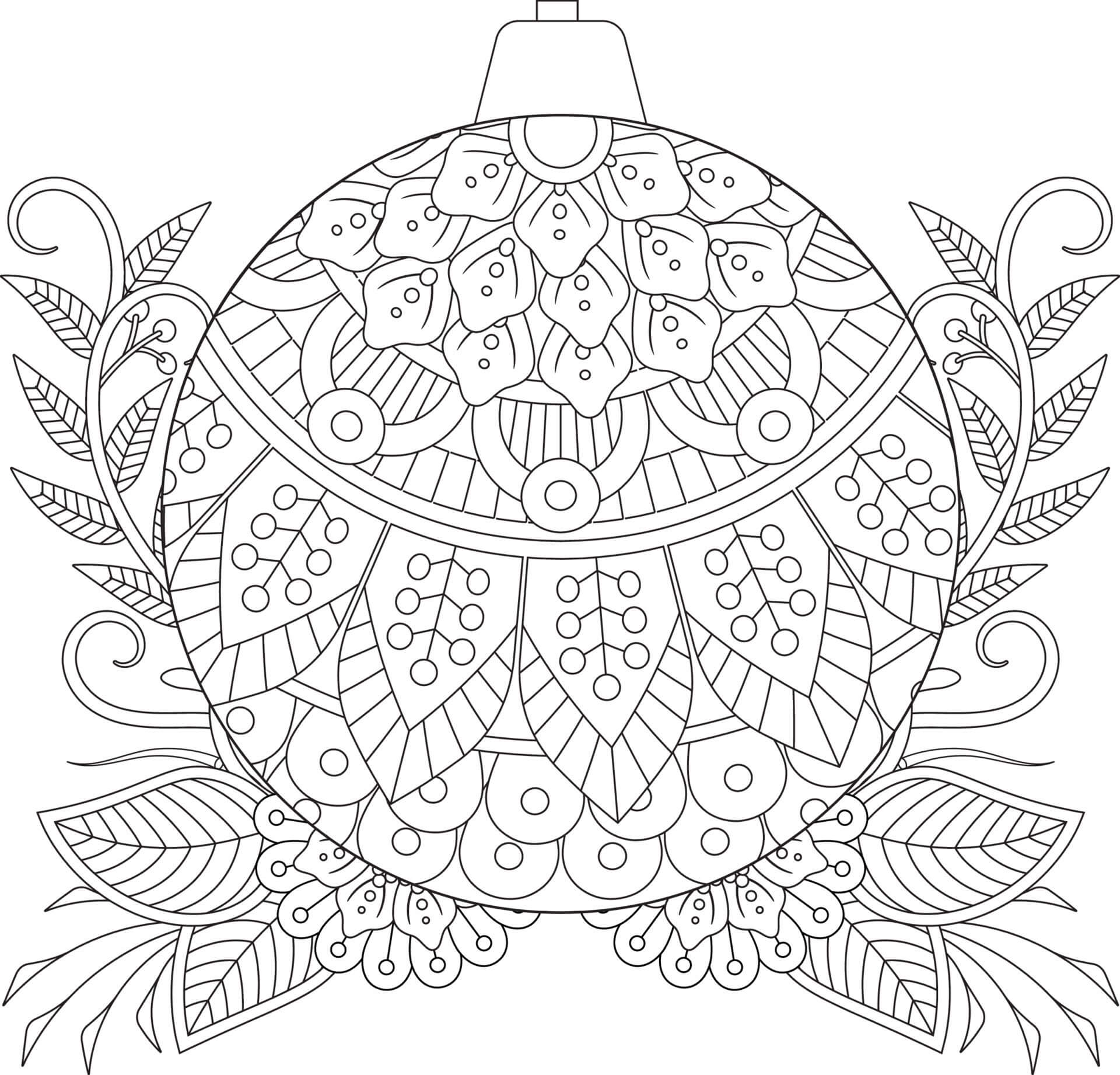 Mandala Beautiful Christmas Ball Coloring Page Mandalas