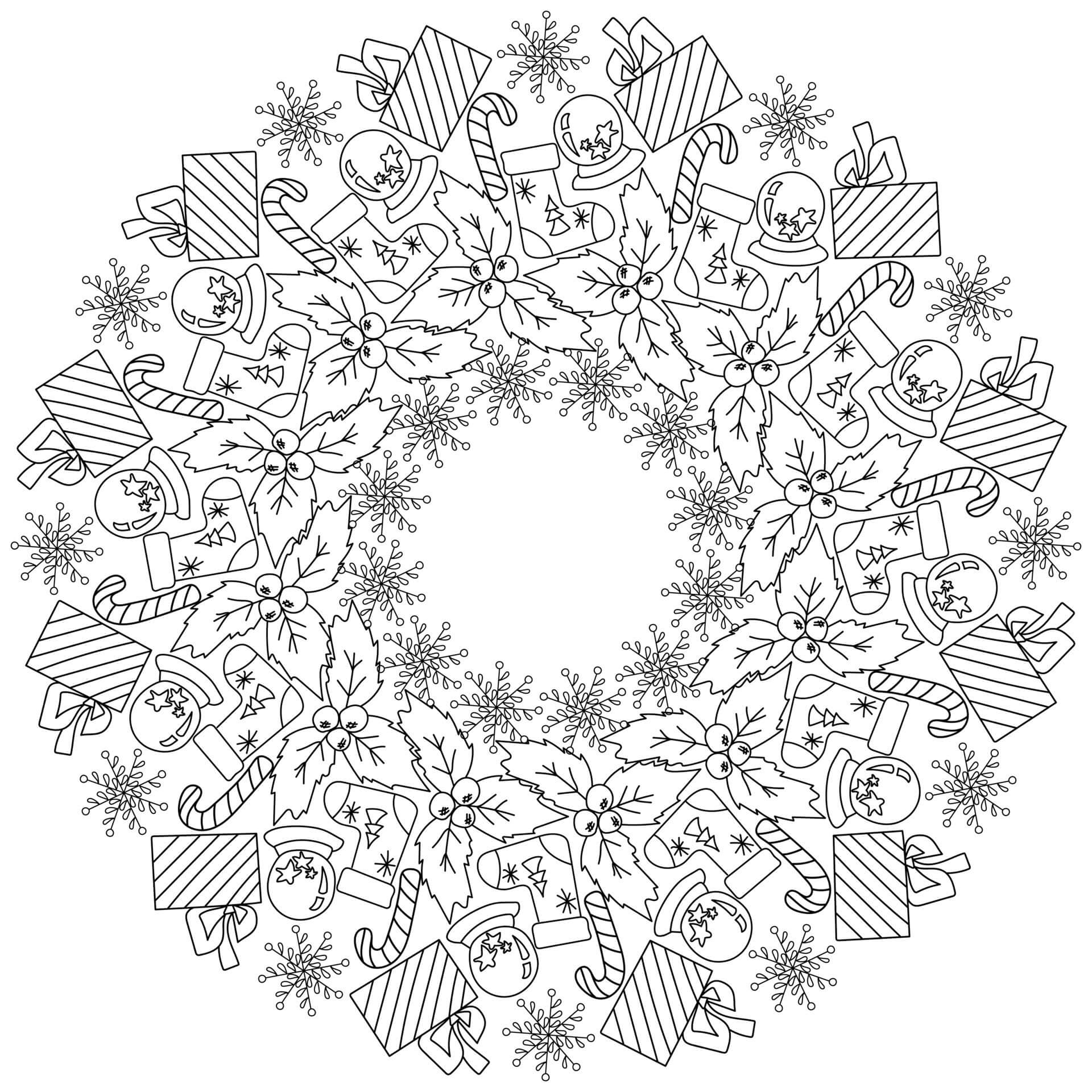 Mandala Beautiful Christmas in Winter Coloring Page Mandala