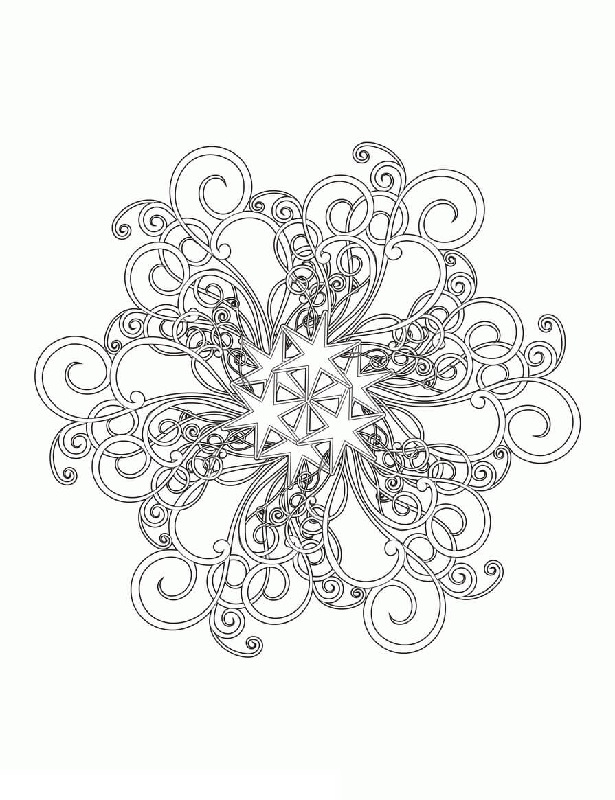 Mandala Beautiful Snowflake Christmas Coloring Page Mandalas