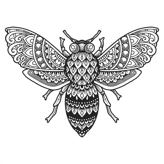 Mandala Bee Coloring Page - Sheet 3 Mandalas