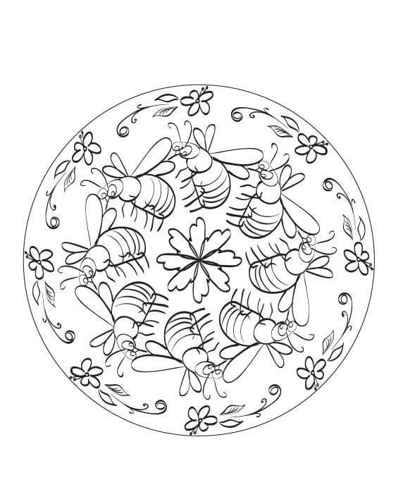 Mandala Bee Coloring Page - Sheet 8 Mandalas