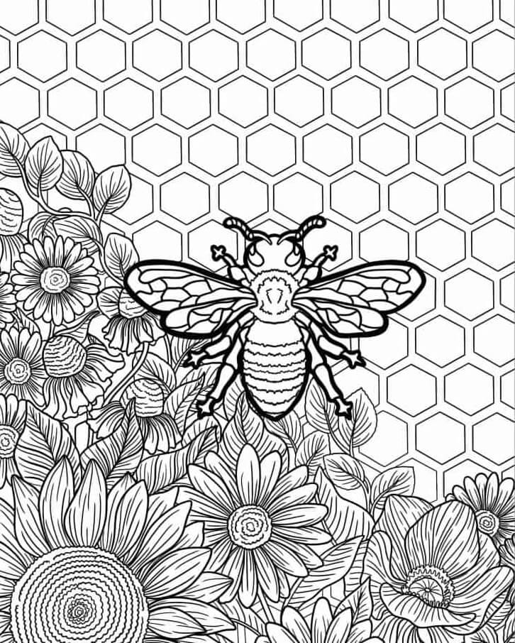 Mandala Bee With Flowers Coloring Page Mandalas