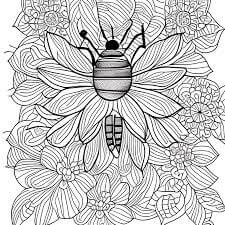 Mandala Bee on Flower Coloring Page Mandalas