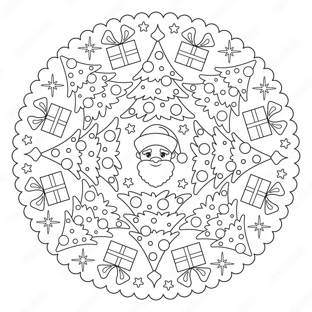 Mandala Chrismtas for Winter Coloring Page Mandala