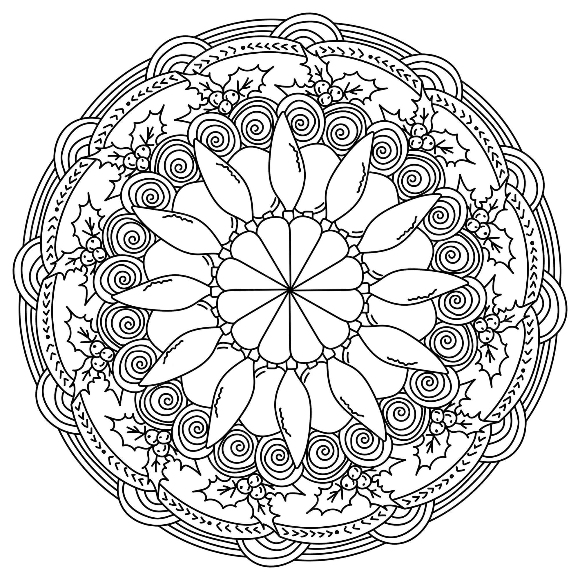 Mandala Christmas Coloring Page - Sheet 10 Mandalas