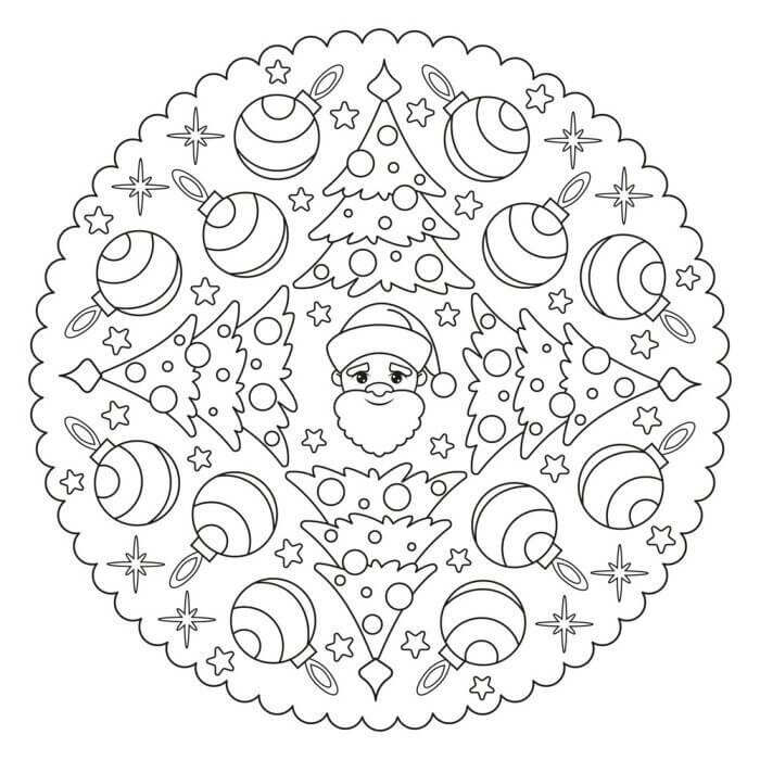 Mandala Christmas Coloring Page - Sheet 12 Mandalas
