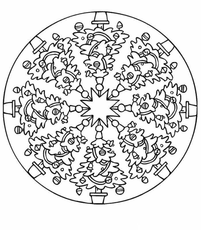 Mandala Christmas Coloring Page - Sheet 2 Mandalas