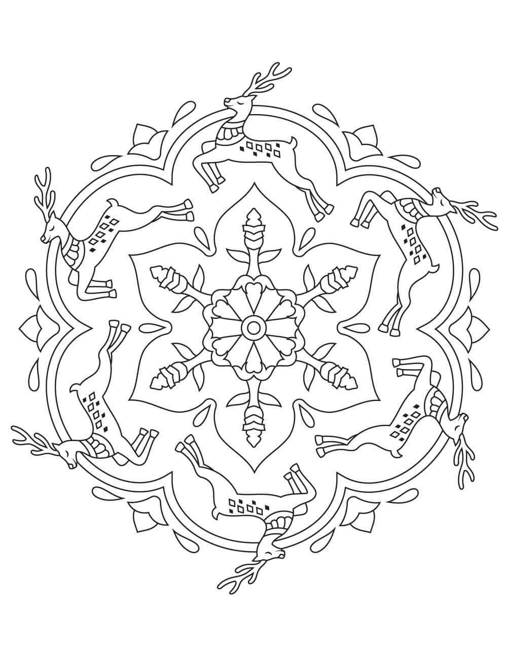 Mandala Christmas Reindeer Coloring Page Mandalas