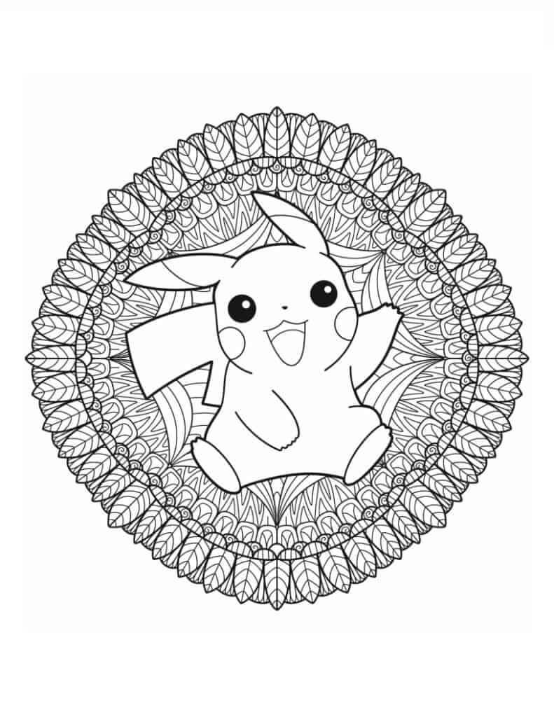 Mandala Cute PIkachu Coloring Page Mandala