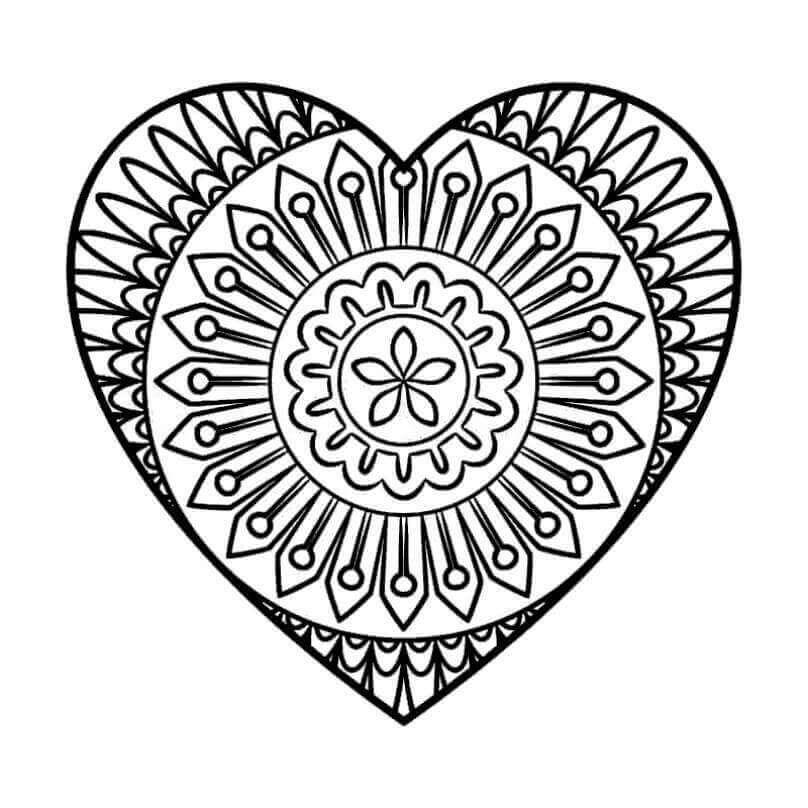 Mandala Flower of Life Heart Coloring Page Mandalas