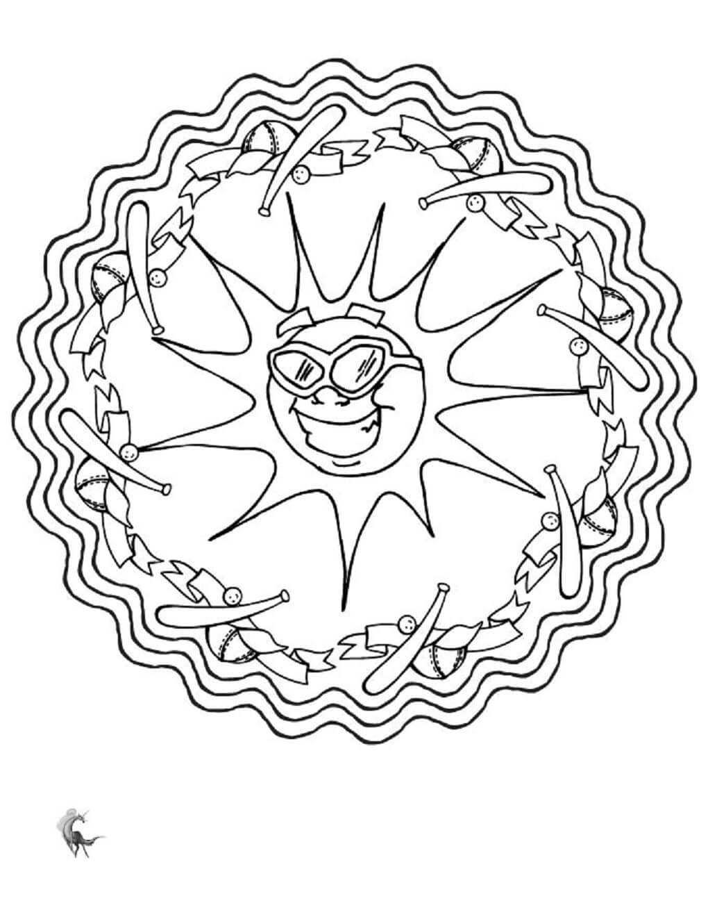 Mandala Fun Sun in Summer Coloring Page Mandala
