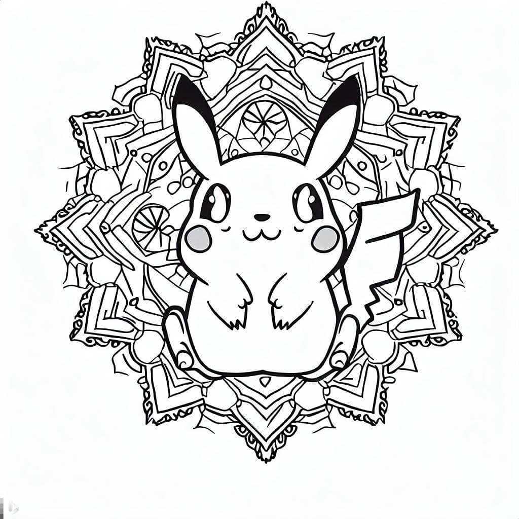 Mandala Funny Pikachu Coloring Page Mandala