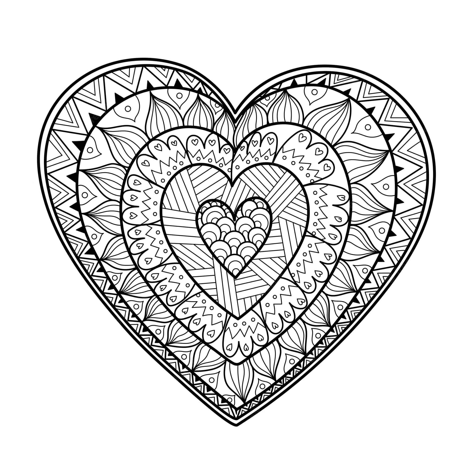 Mandala Heart Coloring Page - Sheet 1 Mandalas