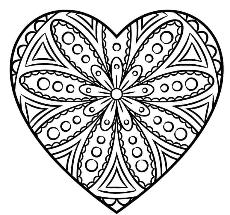 Mandala Heart Coloring Page - Sheet 10 Mandalas