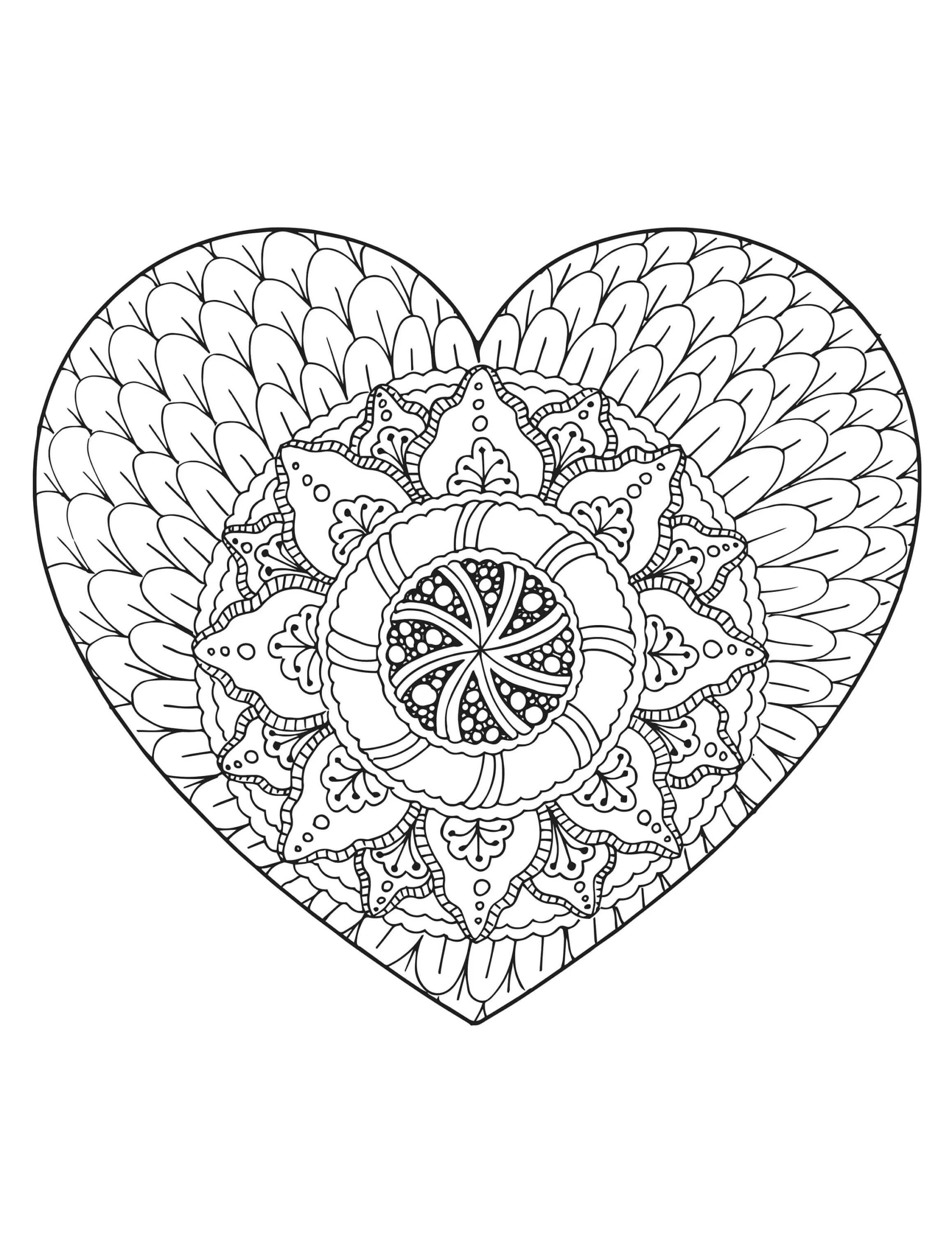 Mandala Heart Coloring Page - Sheet 12 Mandalas