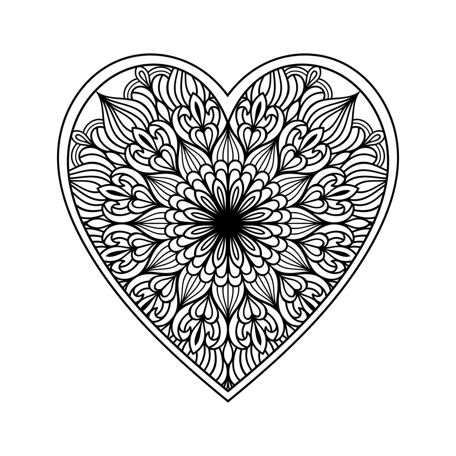Mandala Heart Coloring Page – Sheet 14 Mandala