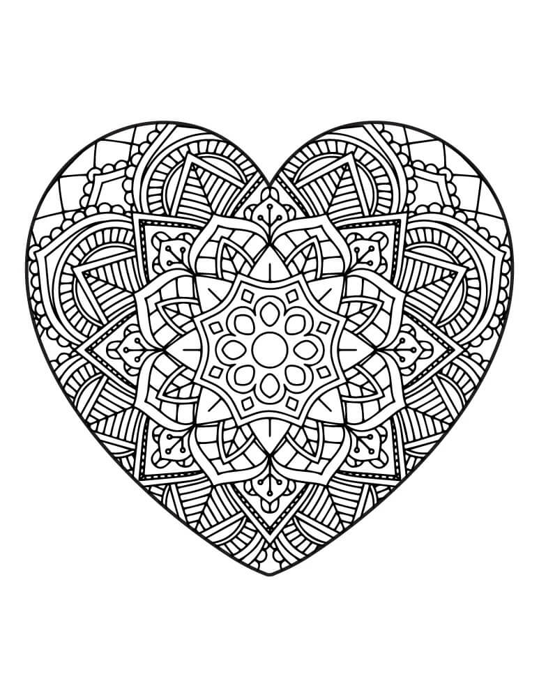 Mandala Heart Coloring Page – Sheet 16 Mandala