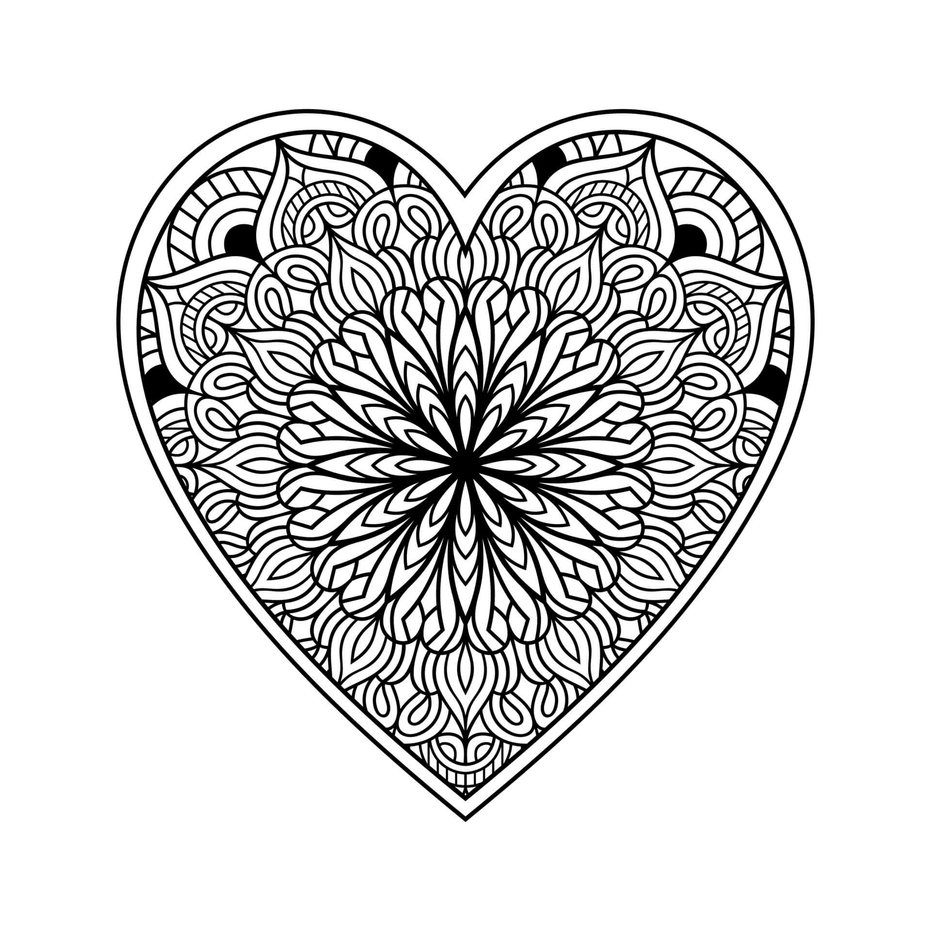 Mandala Heart Coloring Page – Sheet 17 Mandala