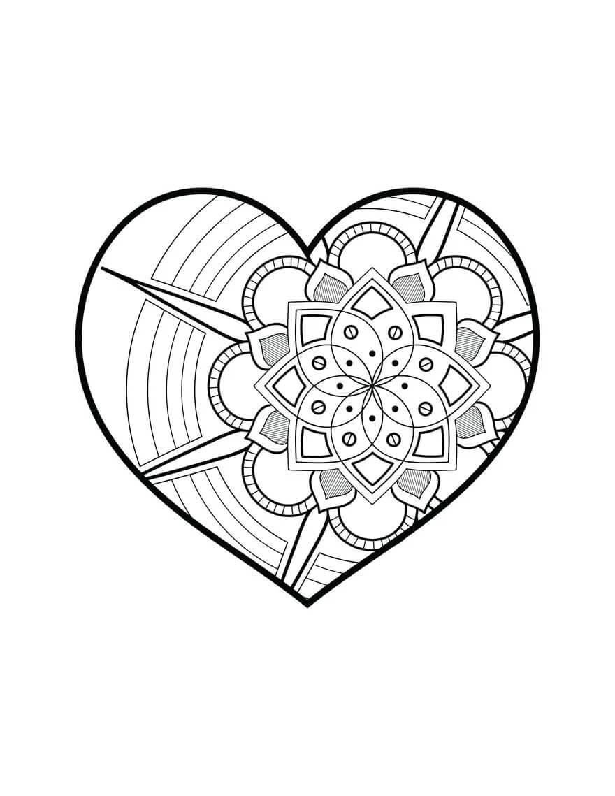 Mandala Heart Coloring Page - Sheet 2 Mandalas