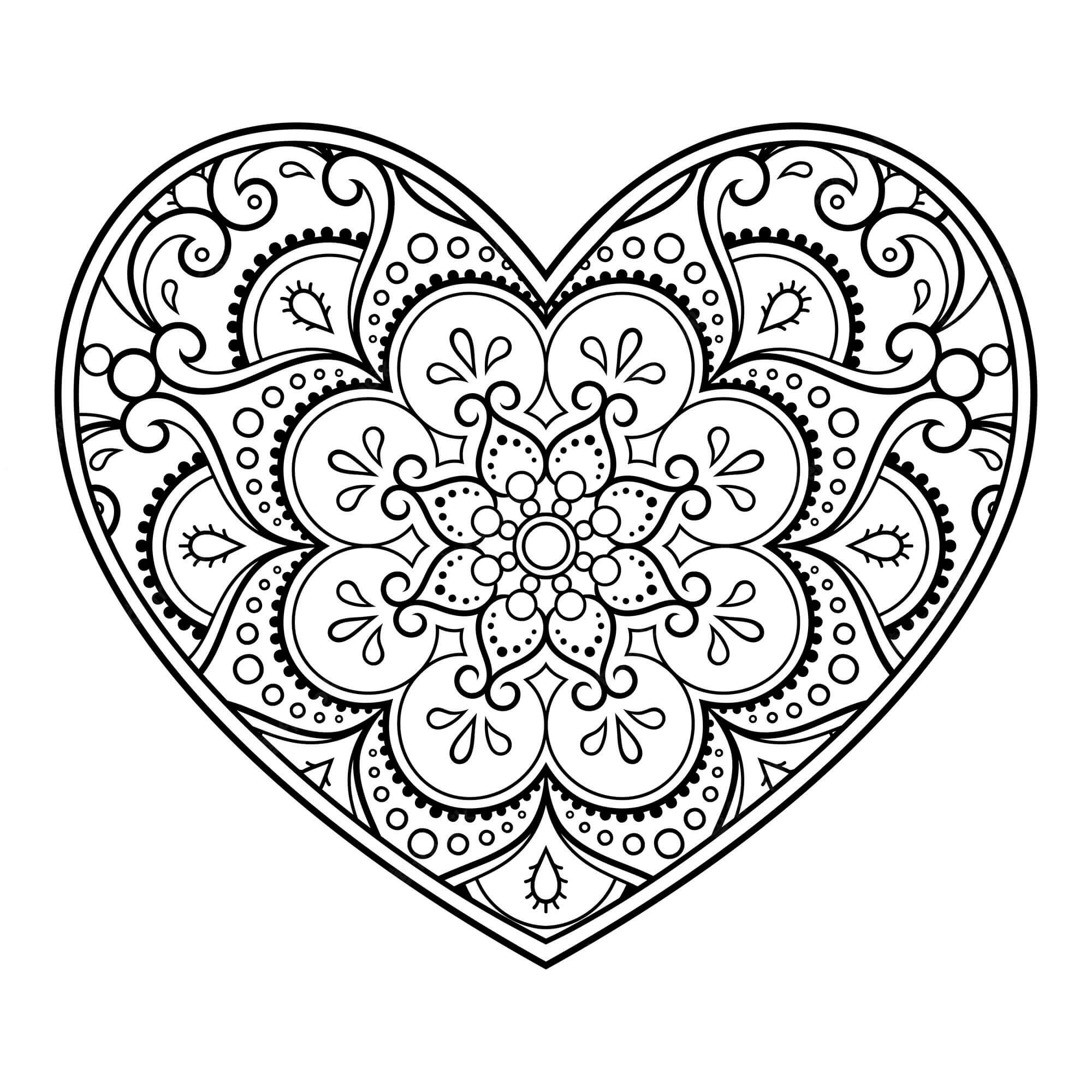 Mandala Heart Coloring Page – Sheet 3 Mandala