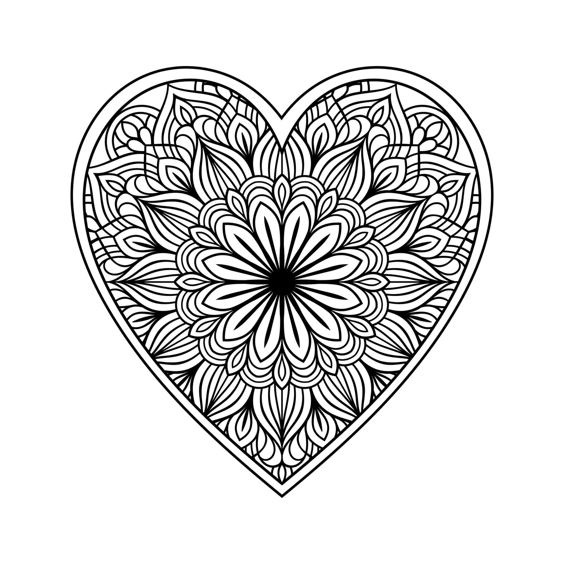 Mandala Heart Coloring Page - Sheet 4 Mandalas