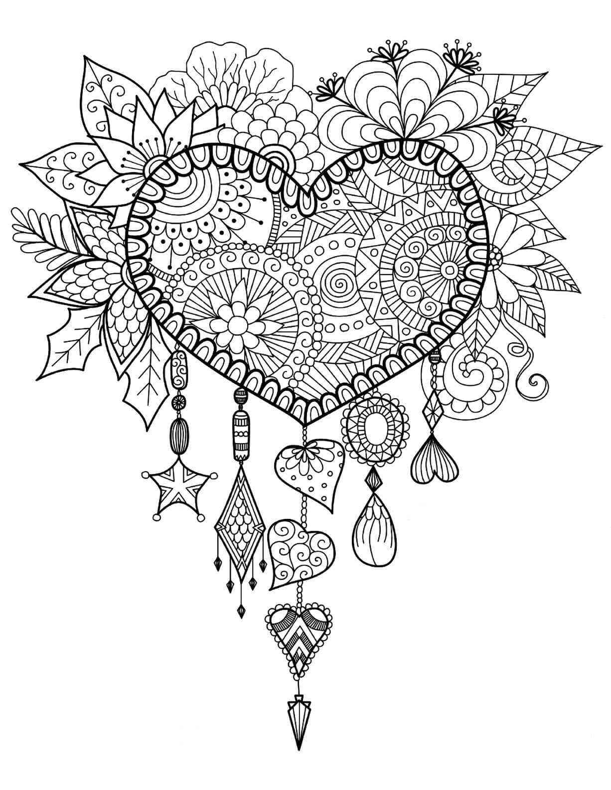 Mandala Heart Coloring Page - Sheet 7 Mandalas