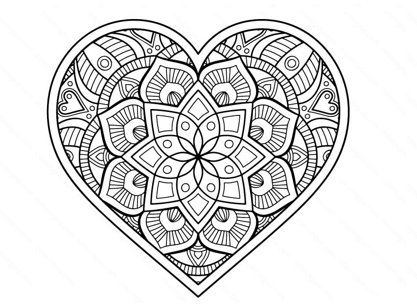 Mandala Heart Coloring Page Mandalas