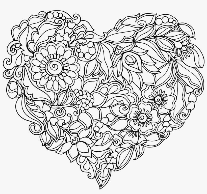 Mandala Heart Shaped Pattern Coloring Page Mandalas