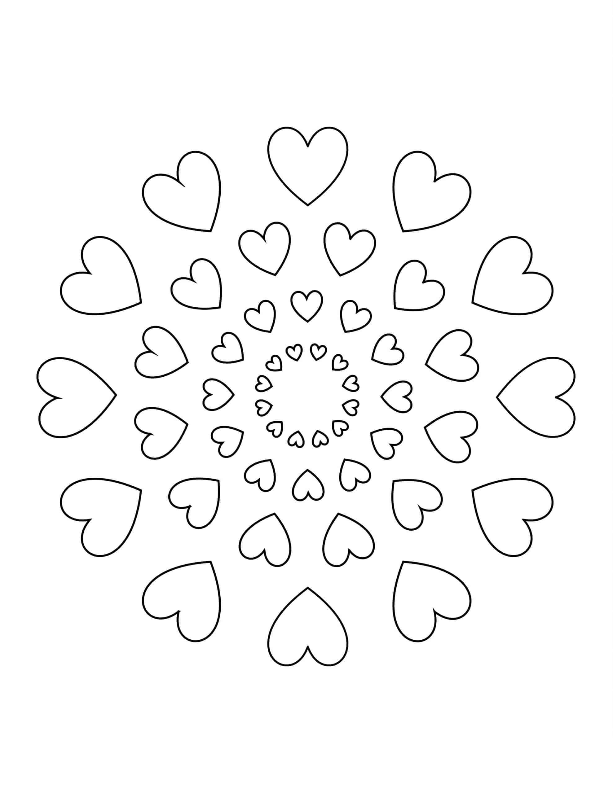Mandala Hearts Coloring Page Mandalas
