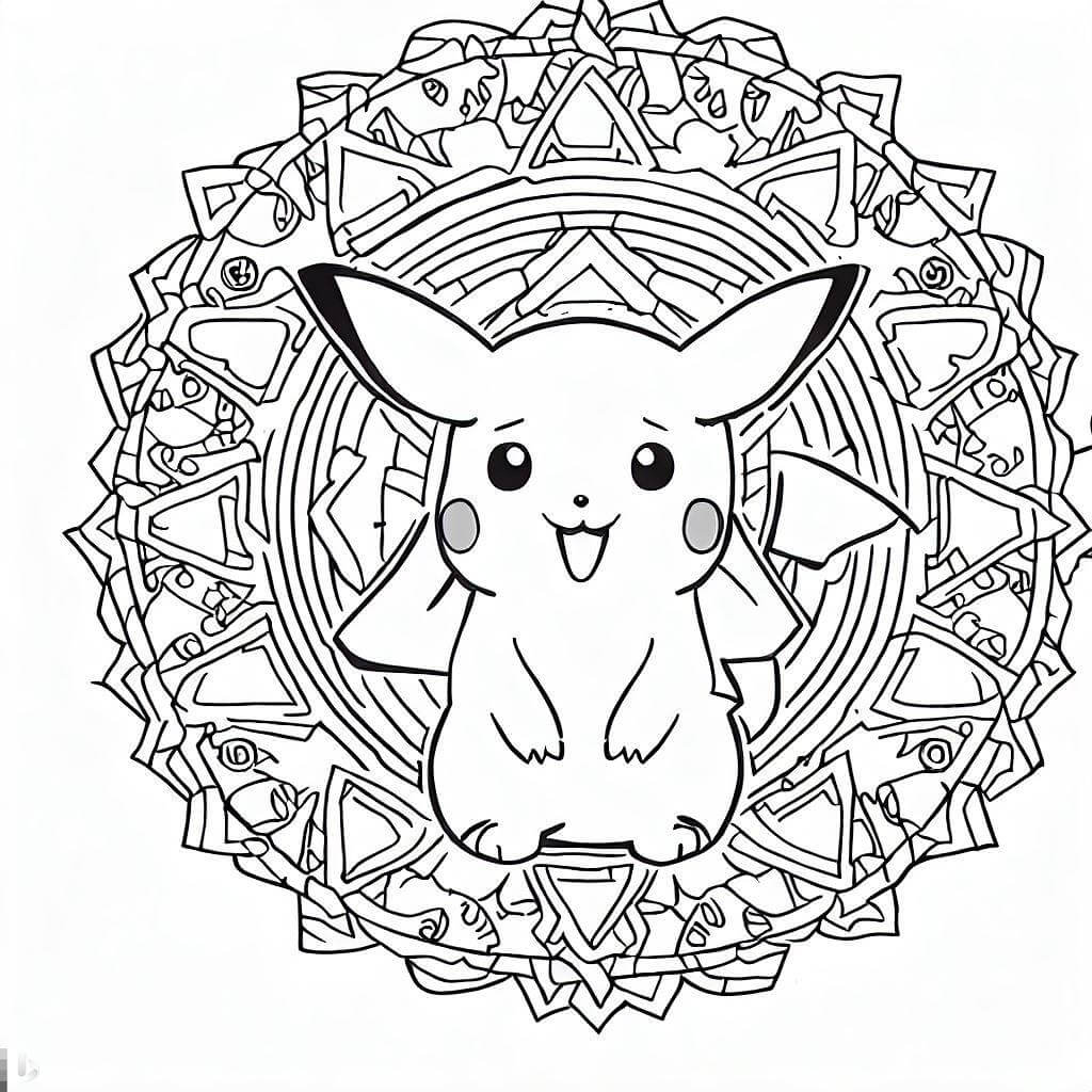Mandala Laughing Pikachu Coloring Page Mandalas